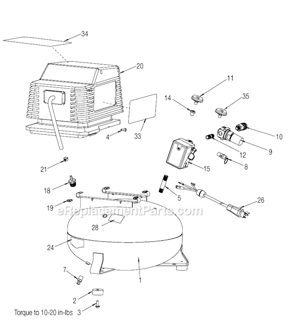 Page A Diagram and Parts List for 919-16537 Type 0 Black and Decker Compressor